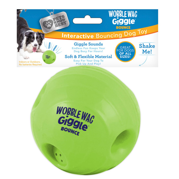 Wobble Wag Giggle Ball Rolling Enrichment Toy For Fun Playtime Interactive Play For Indoor Or Outdoor Keeps Dogs & Puppies Large Medium Or Small Busy & Moving As Seen On Tv Pack Of 1