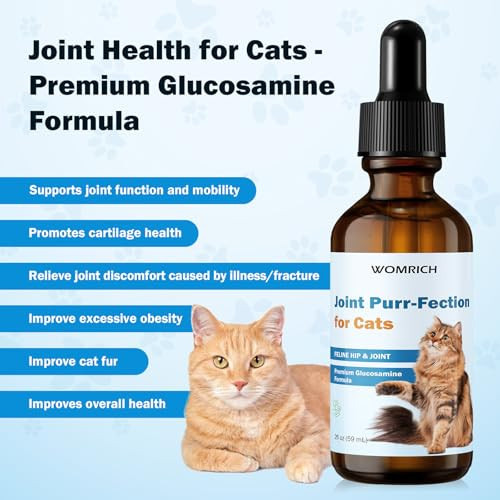 Womrich Joint Supplement For Cats - Glucosamine & Chondroitin Drops - Arthritis Relief For Senior Cats - Hip & Joint Care For Indoor Cat - Cat Supplements & Vitamins - 59Ml