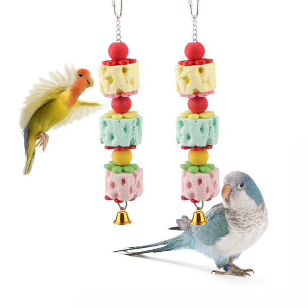 Wontee Bird Chewing Toys Bird Beak Grinding Stone Parakeet Treats For Budgies Cockatiels Conures Quaker Senegal Parrot (Medium: 9.8")