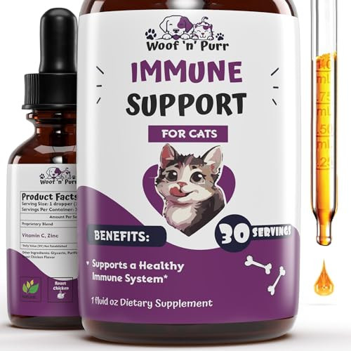 Woof 'N' Purr Immune Support For Cats - Helps To Support A Healthy Immune System - Cat Immune Booster - Cat Immune Support - Cat Immune Supplement - Immune Support Cats - Cat Immune Support Supplement - 1 Fl Oz