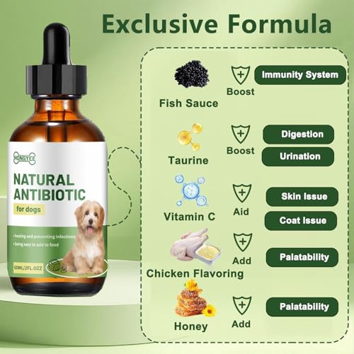 Xuanhoo Natural Antibiotic For Dogs Chicken Flavor 2Oz Supports Relieve Skin Allergy Itching Urinary Tract Health Wound Healing & Dental Care Dog Supplements Safe For All Ages