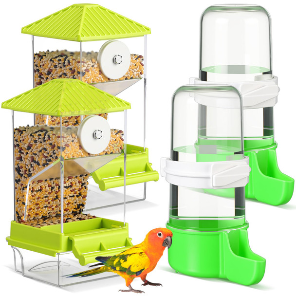 Yaomiao 4 Pcs No Mess Small Bird Feeders Automatic Parakeet Water Dispenser Clear Quail Feeder And Watered Cage Accessories For Small And Medium Parakeet Cockatiel Canary(Water DispenserMulticolor)
