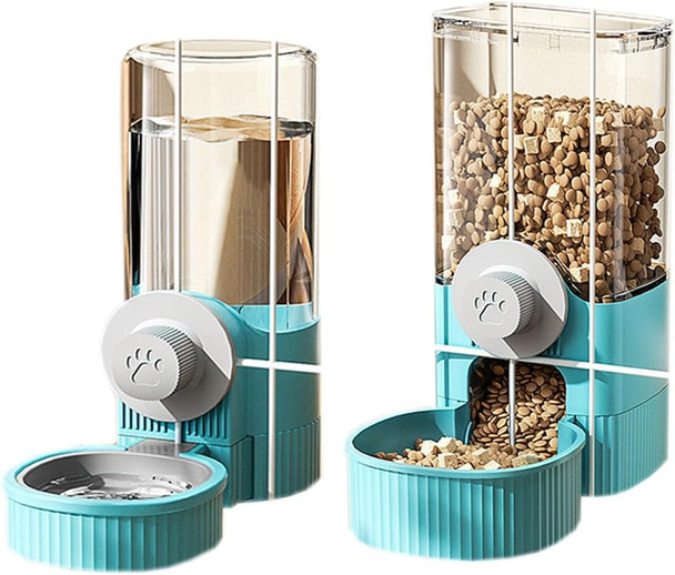 Yaqizeng Hanging Automatic Bunny Food Water Dispenser Gravity Rabbit Cage Feeder And Water Dispenser Ferret Cages Accessories Cage Cat Food Bowl For Chinchilla Guinea Pig Hedgehog (Blue)