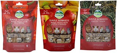 Yfcact Small Animal Treats 3 Flavor Variety Bundle (1) Each: Baked Apple Banana Baked Bell Pepper Timothy 1.4-2 Ounces.