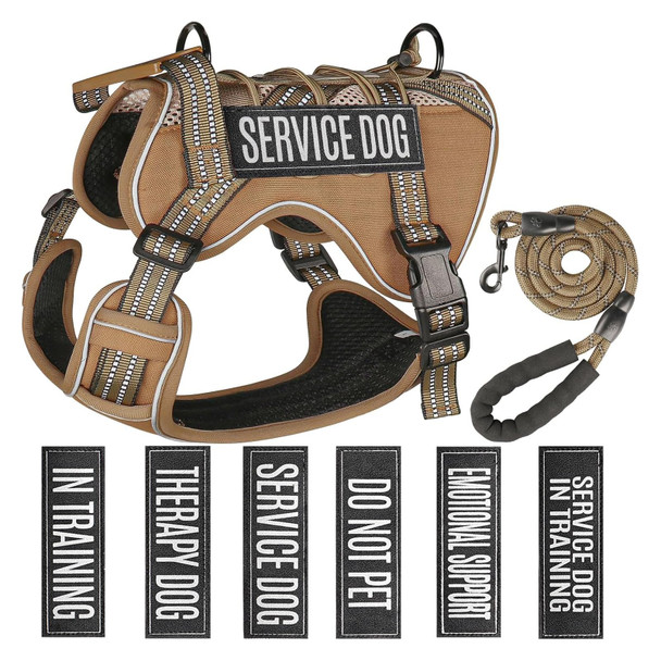 Yimeis Service Dog Tactical Vest Harness And Leash Set Medium Sized Dog Emotional Support- Tactical Dog Harness Training Collar With Name (Pink M)
