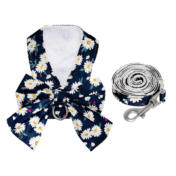 Ykyuasd Dog Harness And Leash Set Adjustable Puppy Harness Mesh Vest Set Bow Knot Pet Clothes For Small Girl Dog Cat Summer (Pink Small)