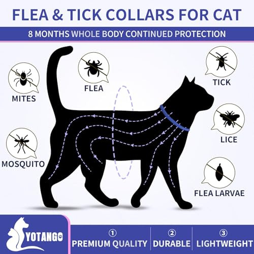 Yotango 4 Pack Flea Collar For Cats 32 Months Flea And Tick Prevention For Cat Waterproof & Natural Cat Flea And Tick Treatment Adjustable For Cats Kittens(Blue&Pink)