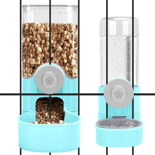 Yummy Sam Hanging Cage Automatic Small Pet Food Bowl Water Bottle Dispenser Detachable Auto Gravity 1.2L Self-Feeding Feeder And 0.52L Waterer Set Kennel Feeding Station For Puppy Cats Rabbit(Grey)