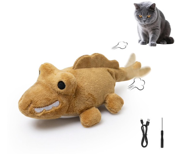 Zeling Htl Interactive Cat Toys For Indoor Cats Auto Moving Alligator With 360 Random Movement & Tail Wagging Rechargeable Cat Exercise Toy With Catnip Self-Play Fun For Bored Adult Cats-Green