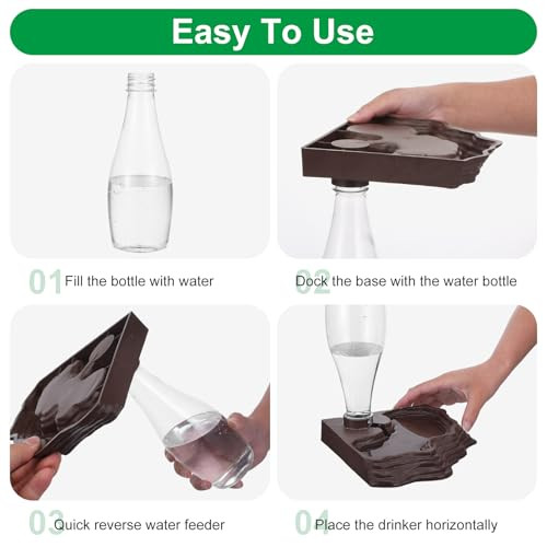 Zisiueel 2 Pack Reptile Water Feeder Automatic Water Dispenser Waterer 13.5Oz Feeding Accessories Tank Lizards Waterer For Bearded Dragon Terrarium Turtle Tank Feeding Geckos Frog (Brown)