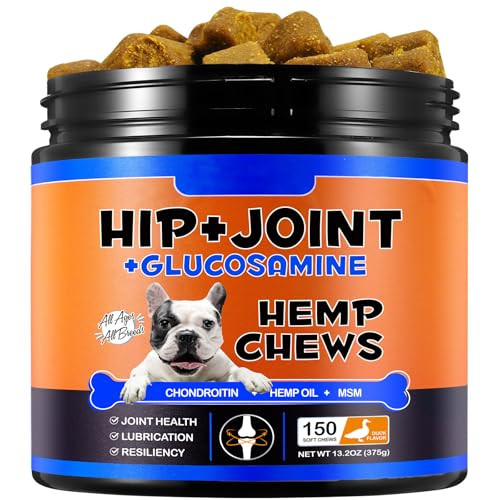 Zixaok Glucosamine For Dogs - Hip & Joint Supplement (150 Tablets 13.2 Oz) - Chews With Chondroitin Msm & Hemp Oil For Arthritis Relief & Enhanced Mobility For All Breeds