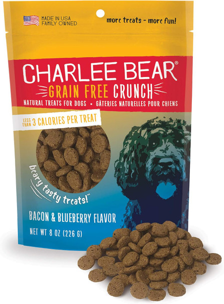 Charlee Bear Grain Crunch Dog Treats, Bacon & Blueberry Flavor, 8 oz