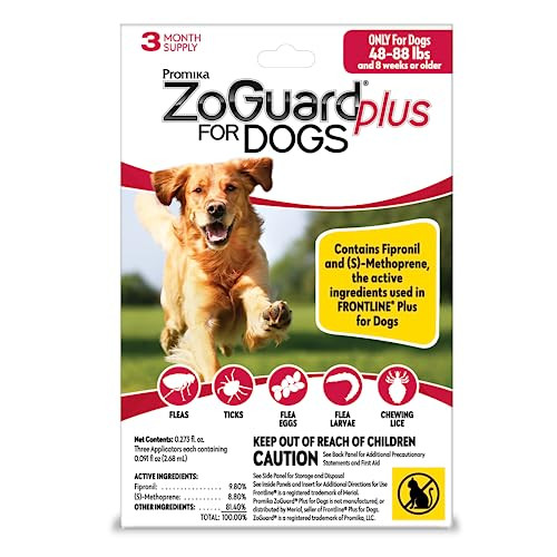 Zoguard Plus Flea And Tick Prevention For Large Dogs Flea & Tick Prevention For Dogs 45-88Lbs (3 Doses)