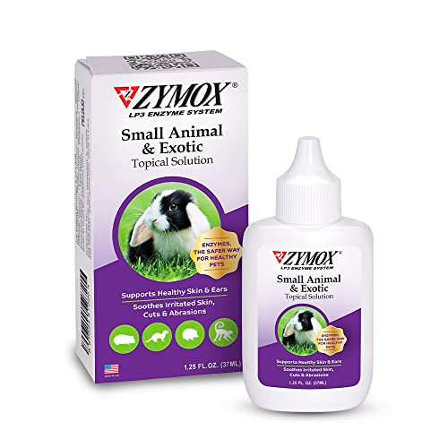 Zymox Small Animal & Exotic Topical Solution 1.25 Oz. Supports Healthy Skin & Ears For Dog Cat Rabbit Guinea Pig Ferret Hamster Chinchilla Monkey