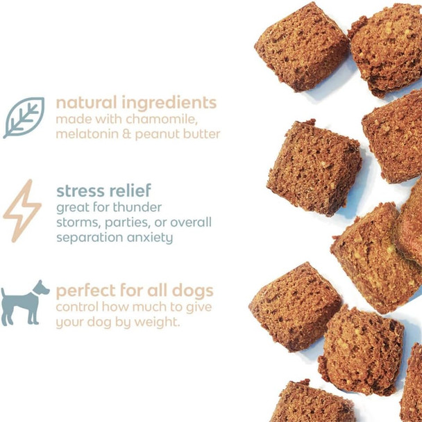 CHILL Bites Calming Dog Treats for Relaxation, Made with Sweet Potato, Valerian Root, & Melatonin for Dogs, Helps Reduce Anxiety