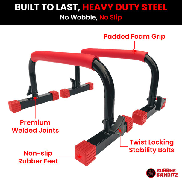 Rubberbanditz Parallette, Parallel Bars & Dip Station | At Home Gym Workout Equipment, L-Sit Bars & Calisthenics Equipment for Home. Perfect for Push Ups, Dips, Handstands & Gymnastics -  Lightweight