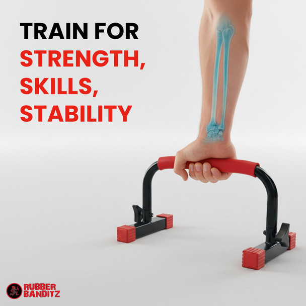 Rubberbanditz Parallette, Parallel Bars & Dip Station | At Home Gym Workout Equipment, L-Sit Bars & Calisthenics Equipment for Home. Perfect for Push Ups, Dips, Handstands & Gymnastics -  Lightweight