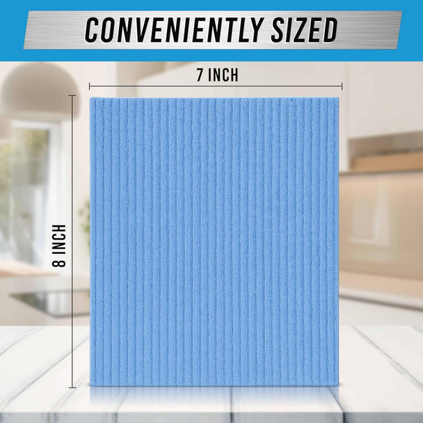 ACTIVE Swedish Dish Cloths for Kitchen 12 Pack Cellulose Sponge Cloth, Washable Dishcloths for Washing Dishes, Original European Dish Towels, Absorbent Reusable Paper Towels - Multicolor Assorted