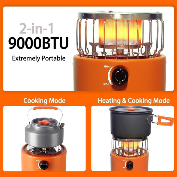 2 in 1 Portable Propane Heater & Stove Pro with Fireproof Gloves for Ice Fishing Backpacking Hiking Hunting Survival Emergency