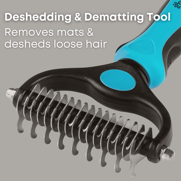 Freshly Bailey Dematting Comb for Cats and Dogs Mat Remover and Deshedding Grooming Tool Safe Detangler for Matted Fur Double Sided Undercoat Rake