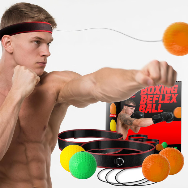 Boxing Reflex Ball Headband Set  4 Pack Reflex Balls with 2 Adjustable Headbands for Boxing and  MMA  Perfect for Improving Reaction Speed  Timing  Accuracy  Focus and Hand Eye Coordination
