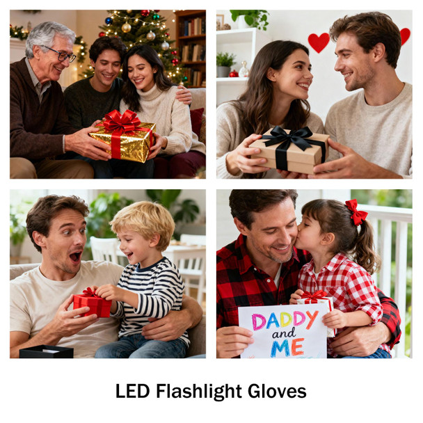 Taucvir LED Flashlight Gloves Stocking Stuffers for Men Christmas Gifts for Men Him Boyfriend Husband Cool Gadget Finger Lights Waterproof for Camping Fishing Repairing