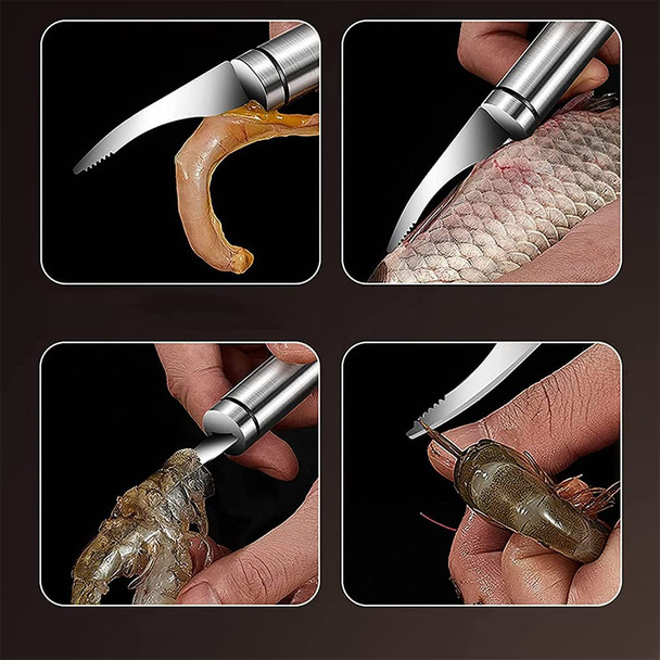 Aynuma 5 in 1 Multifunctional Shrimp Line Fish Maw Knife 2Pack Deveiner Knife Tool and Peeler Stainless Steel Scale Remover Kitchen Shrimp Duck Intestine Cleaner