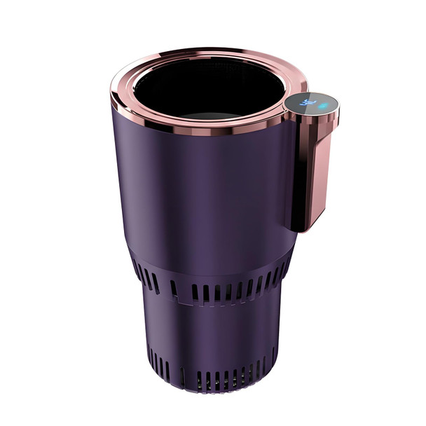 2-in -1 Smart Car Cup Holder Drinks Cooler and Warmer Beverage Chilling or Heating LED Temperature Display Touchscreen Control for RV Road Trip Commuting(12V 36W, Purple)