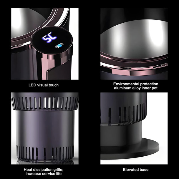 2-in -1 Smart Car Cup Holder Drinks Cooler and Warmer Beverage Chilling or Heating LED Temperature Display Touchscreen Control for RV Road Trip Commuting(12V 36W, Purple)
