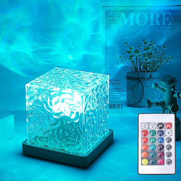 Growalleter Ocean Wave Projector Light 16-Color LED Cube Lamp with Remote 3D Water Ripple Projection Romantic Ambient Lighting for Kids Room Relaxation Bedroom Bathroom and Night Light