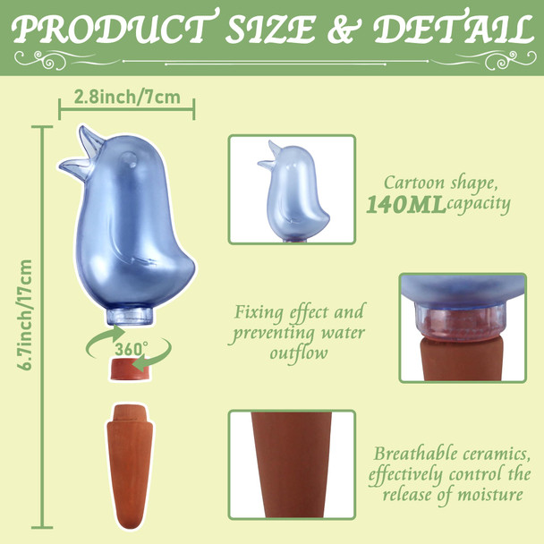 KIROYAL 4 Pack Self Watering Spikes Indoor Plant Watering Globes Bird Shape Automatic Irrigation Spikes Plant Watering Devices (Red&Blue)