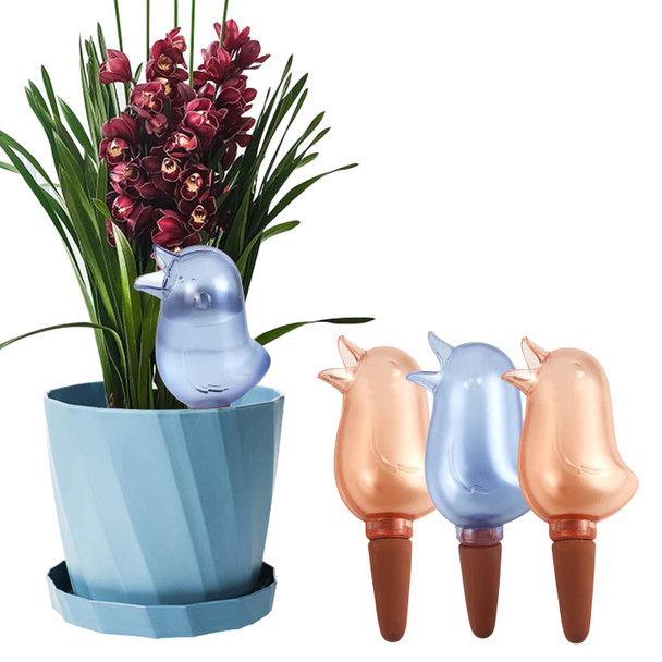 KIROYAL 4 Pack Self Watering Spikes Indoor Plant Watering Globes Bird Shape Automatic Irrigation Spikes Plant Watering Devices (Red&Blue)
