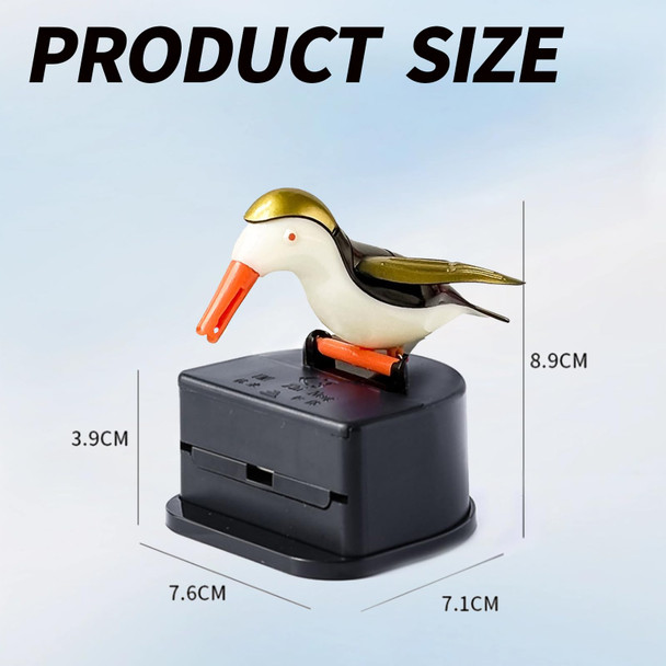 NIIIYTYB Creative Little Bird Toothpick Dispenser Holder  Fun Push Type Woodpecker Holder  Cute and Funny Bird Shape Toothpick Case for Kitchen (White, Black and Gold)