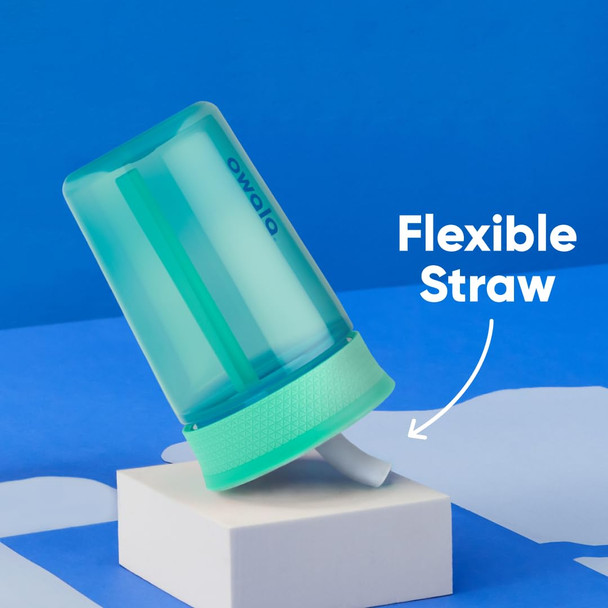 Owala Kids Insulation BPA-Free Plastic Tumbler with Spill Resistant Flexible Straw Easy to Clean Kids Water Bottle Great for Travel Dishwasher Safe 15 Oz Teal and Aqua (The Blues)