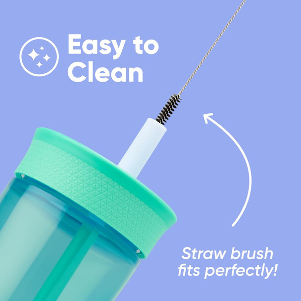Owala Kids Insulation BPA-Free Plastic Tumbler with Spill Resistant Flexible Straw Easy to Clean Kids Water Bottle Great for Travel Dishwasher Safe 15 Oz Teal and Aqua (The Blues)