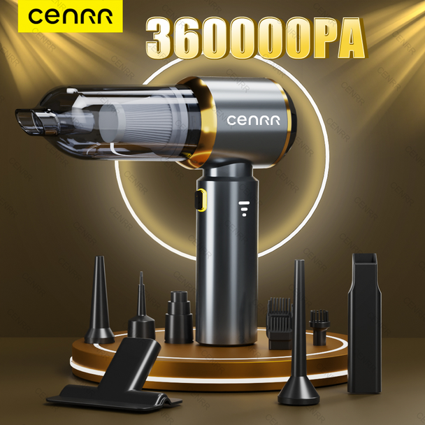 CENRR Car Vacuum Cleaner 360000PA Powerful Wireless Vacuum Cleaner Handheld Portable Cleaning Machine Home Appliance MAX Silver 4hepa