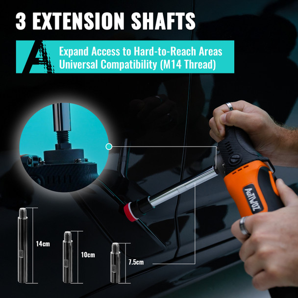 AUTIWOZ W03 Carbon Fiber Style Rotary Car Polisher 1/2/3" Mini Detailing Kit 600W Auto Paint Care Buffer Machine - 220V-230V