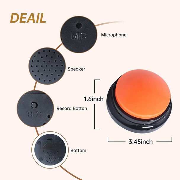 OFVENS Pet Button Color Voice Recording Button, Dog Buttons for Communication Pet Training Buzzer, 30 Second Record - Pink