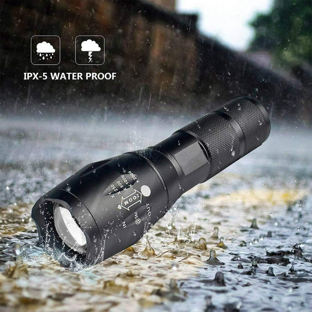 MODOAO 1500LM LED Waterproof Tactical Flashlight with 5 Light Modes for Hiking Camping Emergency (1 Pack)