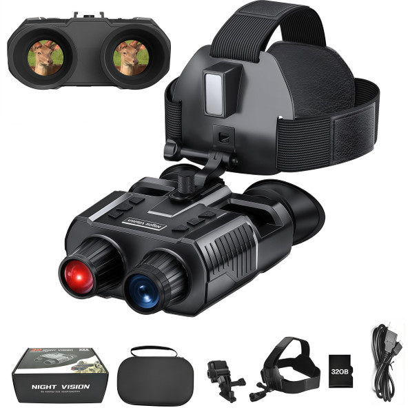 Night Vision Goggles Qpingan 4K HD Infrared Tactical Night Vision Binoculars for Adults with Head Mounted Dual 1.4" Screen 8X Digital Zoom 3000mAh Battery 32G Card for Outdoor Activities Gifts for Men