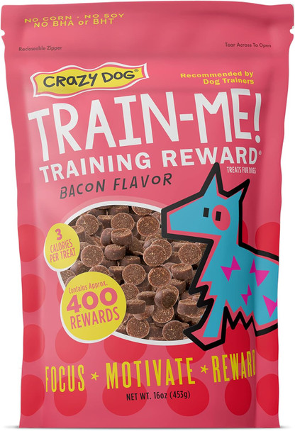Crazy Dog Train-Me Training Reward Dog Treats 16 Oz., Bacon Regular