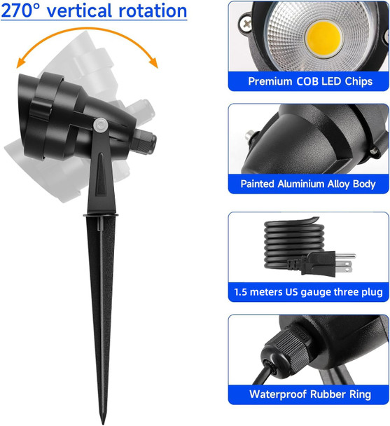 Spot Lights Outdoor Yard Landscape LED Lighting 10W Waterproof Garden Spotlight COB LED