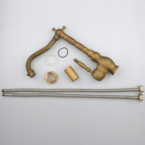Hiendure Antique Brass Unique Designer Plumbing Fixtures Single Hole Long Curve Spout Kitchen Faucet Bathroom Mixer Taps