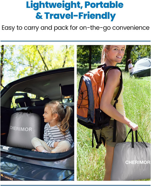 CHERIMOR Queen Air Mattress with Built-in Pump, 18" Raised Comfort, 48Hr Leak-Proof Test, Upgraded Honeycomb Pillar Design, Supports 800 lbs, 3-Min Inflation-Inflatable Bed for Home Guests & Camping - Color: Black - Size: Queen 18in
