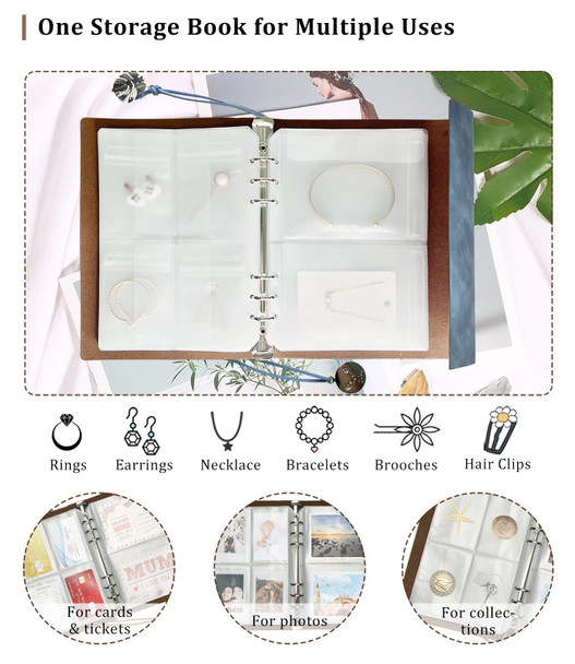 Jewelry Storage Book PU Leather Jewelry Book Organizer for Travel - Blue
