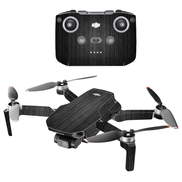 MightySkins Compatible with DJI Mini 2 Portable Drone - Black Wood | Protective Durable and Unique Vinyl Decal wrap Cover | Easy to Apply Remove and Change Styles | Made in The USA
