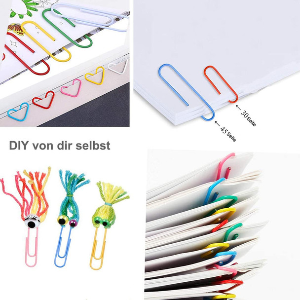 Vinaco Paper Clips Colorful 400PCS Medium and Jumbo（1.3 inch & 2 inch） Paper Clips Durable and Rustproof Coated Large Paperclips Great for Office School Document Organizing (Multicolored)