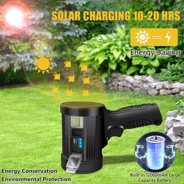 90000 Lumens Spotlight Rechargeable Spotlight Flashlight with Tripod 6 Modes and 3 Colors Filter Super Bright Led Spot Lights Outdoor Handheld Solar Searchlight for Hunting Marine Camping