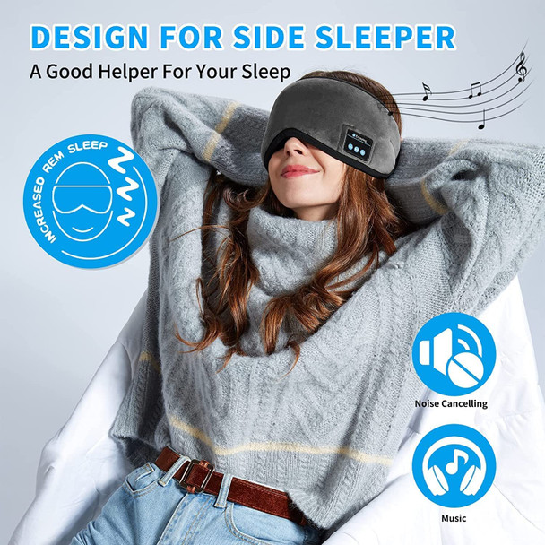 Bluetooth Sleeping Eye Mask - Wireless Music Headphones for Side Sleepers - Sleep Mask With Bluetooth 5.0 - 3D Wireless Headphones