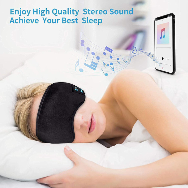 Bluetooth Sleeping Eye Mask - Wireless Music Headphones for Side Sleepers - Sleep Mask With Bluetooth 5.0 - 3D Wireless Headphones